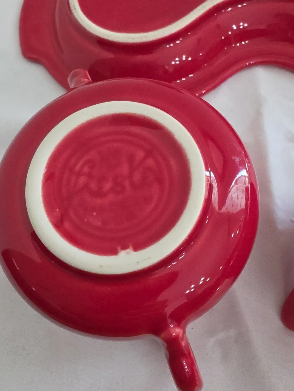 Fiesta Red Ceramic Sugar and Creamer Set with Tray